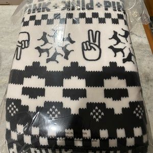 Victorias Secret PINK Black and white throw blanket- Brand New